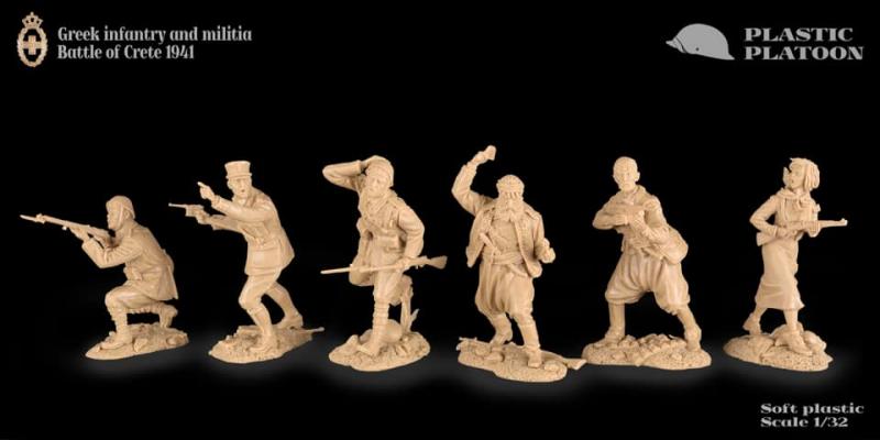 Greek Infantry and Militia, Battle of Crete, 1941--6 figures in 6 Poses #1