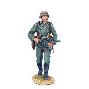 Image of German Soldier Walking with MP40 and Helmet Cover--single figure