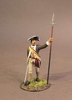 Image of Infantry Officer (right foot forward), The 1st Canadian Regiment, Continental Army, The Battle of Saratoga, 1777, Drums Along the Mohawk--single figure with pike--RETIRED--LAST TWO!!