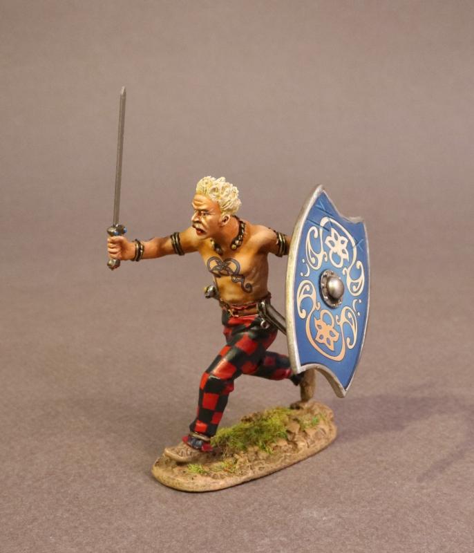 Iceni Warrior Charging (blue shield with white designs), Armies and Enemies of Ancient Rome--single figure #1