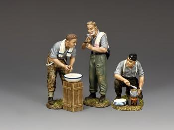 Image of Wash, shave, . . . and eat!--three German tanker figures--RETIRED.