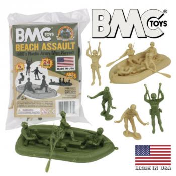 BEACH ASSAULT--WWII U.S. Soldiers, Green vs Tan--24 pieces BMC Marx Plastic Army Men BMC Toys BEACH ASSAULT--WWII U.S. Soldiers, Green vs Tan--24 pieces BMC Marx Plastic Army Men BMC Toys #41099