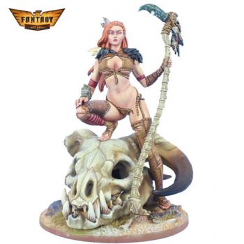 Image of Girl and the Dragon Skull--single figure on detailed base--RETIRED--LAST ONE!!