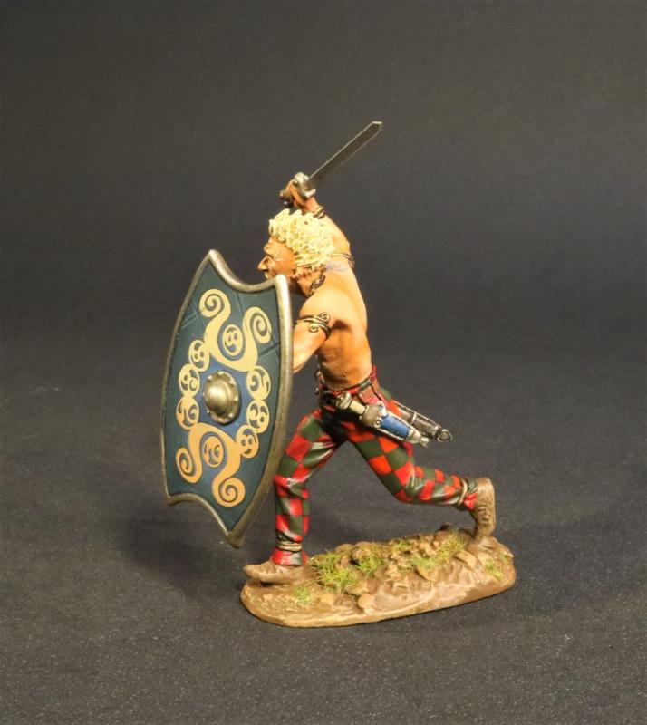 Iceni Warrior Charging (oblong green shield with gold design), Armies and Enemies of Ancient Rome--single figure #1
