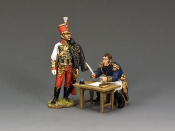 Taking Notes ... Issuing Orders--single seated French staff colonel figure & single Aide-de-Camps figure #5