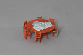 Image of Large Round Table with Six Chairs and Three Maps--ten pieces--RETIRED--LAST ONE!! Image of Large Round Table with Six Chairs and Three Maps--ten pieces--RETIRED--LAST ONE!!