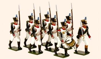 French Line Infantry (Fusiliers) Marching, 1815--Officer, Drummer, and six Fusiliers marching #0