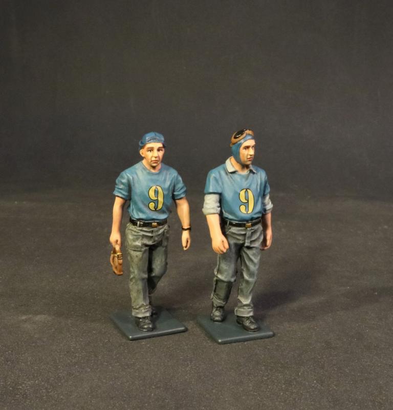 Two Catapult Crew Walking (#9 on blue shirts), Aircraft Carrier Flight Deck Crew, The Second World War--two figures #1