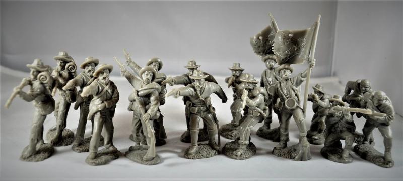 ACW Confederate Firing Line--16 figures in 8 poses, GRAY #1
