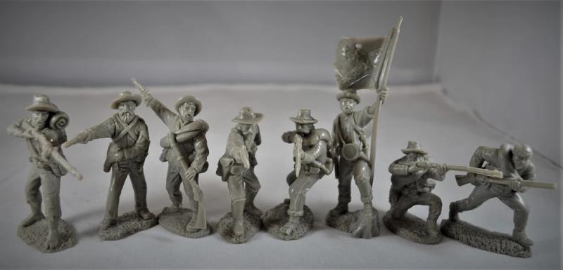 ACW Confederate Firing Line--16 figures in 8 poses, GRAY #2