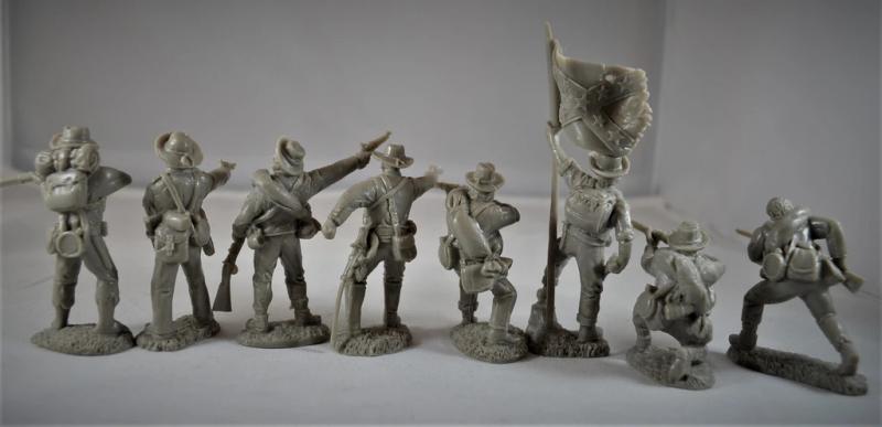 ACW Confederate Firing Line--16 figures in 8 poses, GRAY #3
