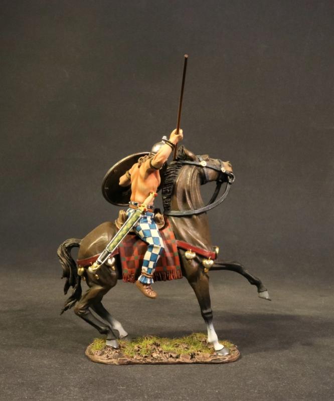 Gaul Cavalry( spear & shield (quartered w/black & white checkers & red w/gold circles)), Ancient Gauls, Armies and Enemies of Ancient Rome--single mounted figure #2