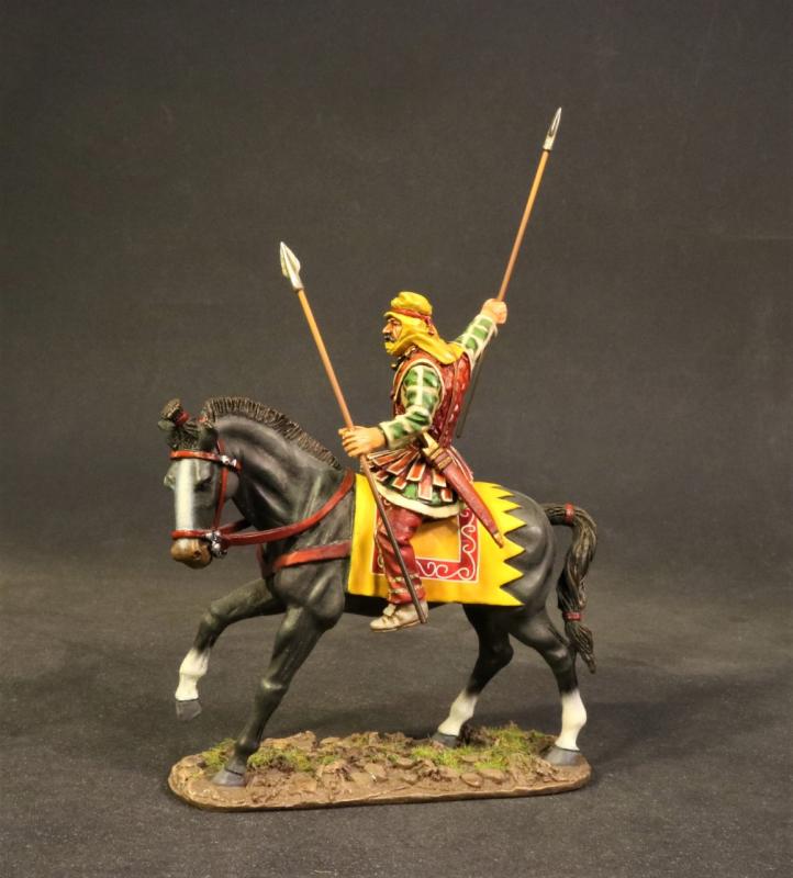 Persian Cavalry Set 4 (red leather cuirass, green clothes with white stripes), The Achaemenid Persian Empire, Armies and Enemies of Ancient Greece and Macedonia--single mounted figure with spears #1
