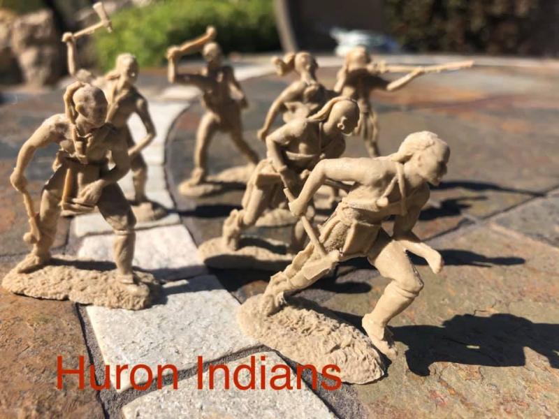 Barzso Huron Indians--7 figures in 7 poses, Tan Plastic #1