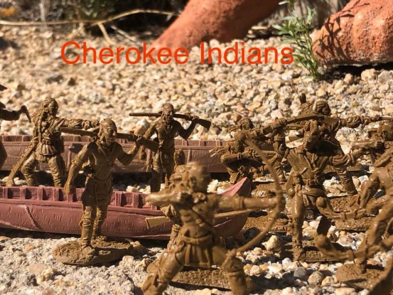 Barzso Cherokee Indians--7 figures in 7 poses, Dark Tan Plastic -- AWAITING RESTOCK! #1