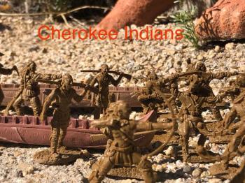 Image of Barzso Cherokee Indians--7 figures in 7 poses, Dark Tan Plastic -- AWAITING RESTOCK!