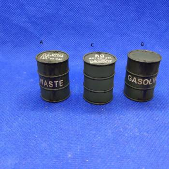 Image of 55 Gallon Drums with Gasoline Markings--four barrels