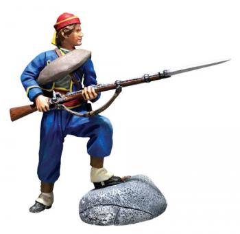 Image of Union Infantry 146th NY Zouave Standing Defending No.1--single figure with left foot on rock Image of Union Infantry 146th NY Zouave Standing Defending No.1--single figure with left foot on rock