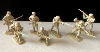 Image of Pioneers in Action Set 1-  7 Figures in in Tan resin