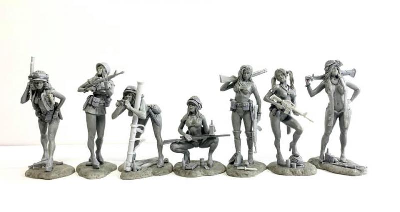 The Vietnam Pin-up Girls--seven figures in seven poses (Olive Drab) -- THREE LEFT!! #1