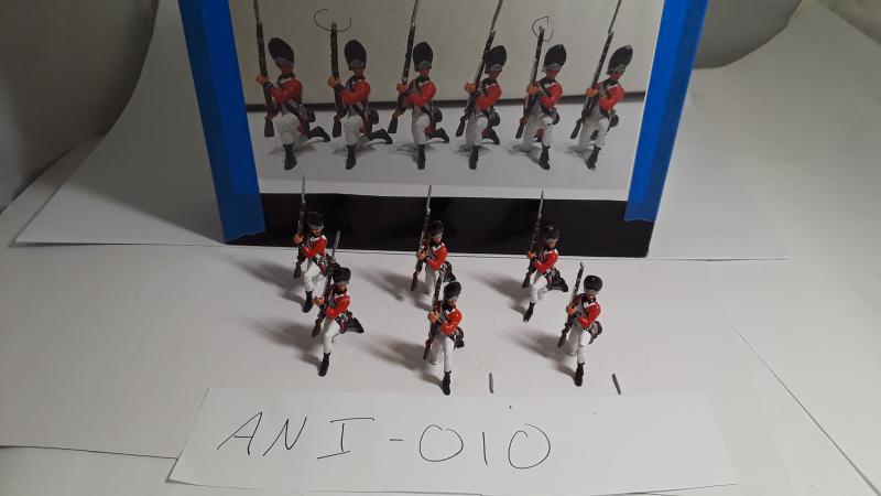 ANI Toy Soldiers - 6 British Grenadier Infantry Kneeling Ready w/2 Broken Bayonet #1