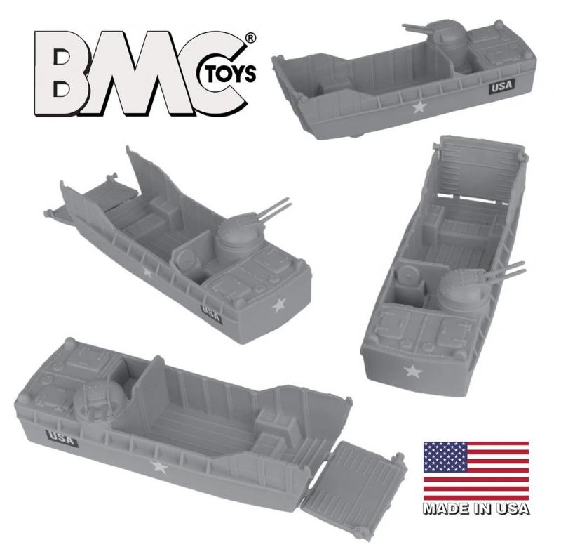 Classic Marx WW2 Landing Craft - 4pc Gray Plastic Army Men Boat Vehicles #1