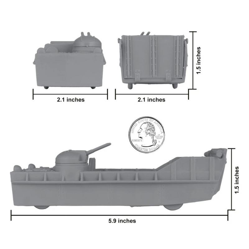 Classic Marx WW2 Landing Craft - 4pc Gray Plastic Army Men Boat Vehicles #2