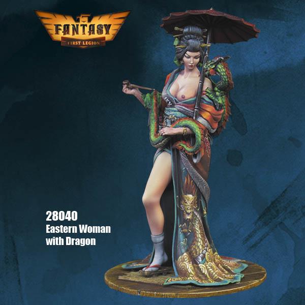 Eastern Woman with Dragon--28mm Resin Kit #1