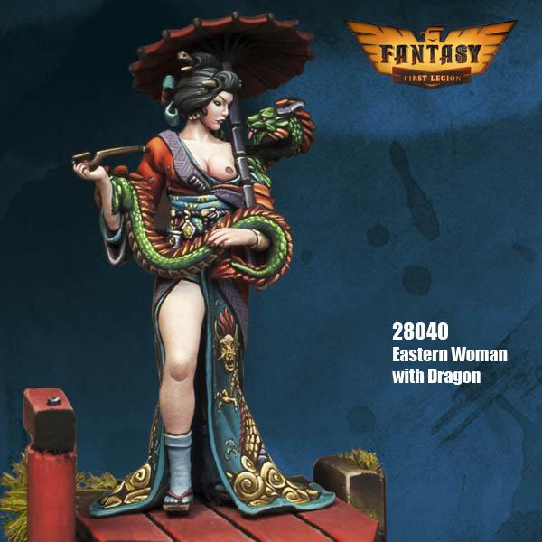 Eastern Woman with Dragon--28mm Resin Kit #2