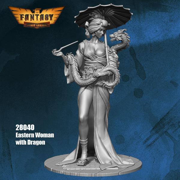Eastern Woman with Dragon--28mm Resin Kit #3