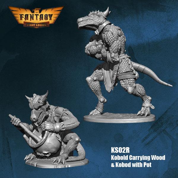 Kobold Carrying Wood and Kobold with Pot--28mm Resin Kit #1