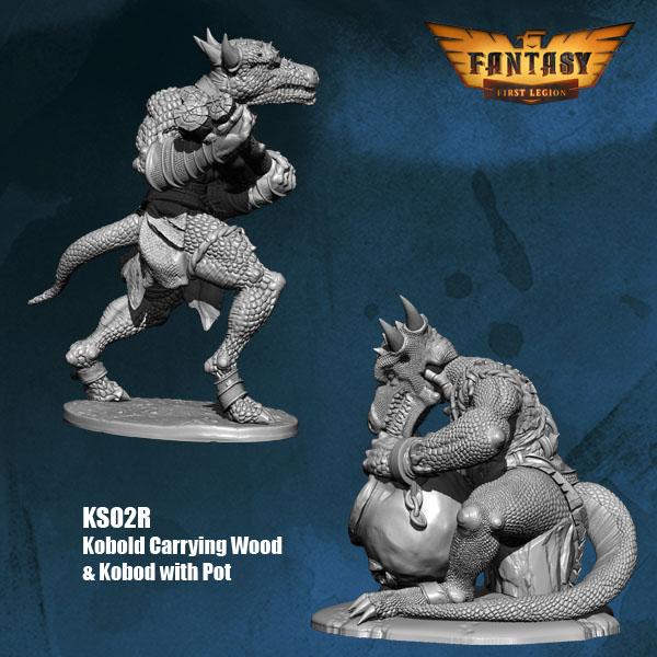 Kobold Carrying Wood and Kobold with Pot--28mm Resin Kit #2