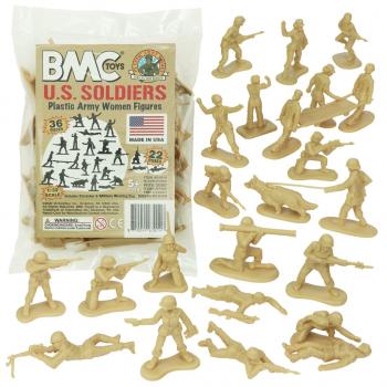 Image of BMC Plastic Army Women (Desert Tan)--36 piece Female Soldier Figures in Tan