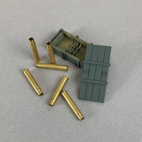 German 88mm Empty Crate and Empty Shell Casings--eight piece set