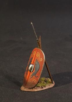 Image of Roman Camp Scutum, Sudis, and Pilum (RED)--Roman Marching Camp Diorama Scenery--RETIRED--LAST ONEE!!