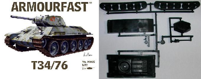 Russian T34/76--two unpainted plastic 1:72 scale tanks #1