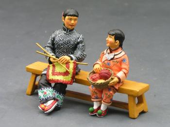 Image of Sitting Mother & Daughter--two seated figures (bench not included)
