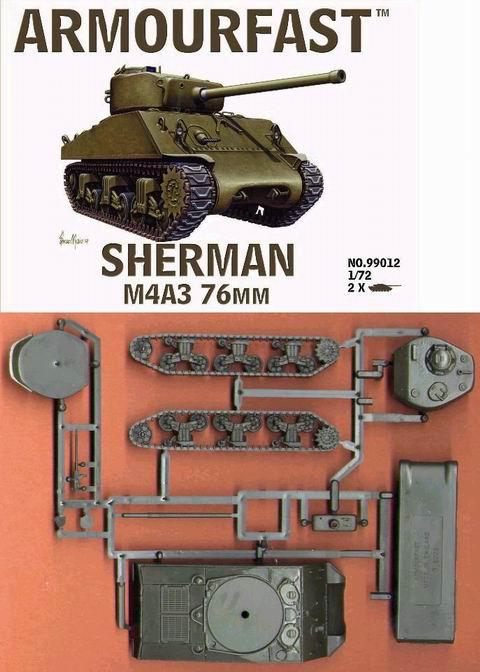 Sherman M4A3 76mm--two unpainted plastic 1:72 scale tanks #1