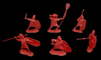 Image of Roman Legionnaires - 12 figures in 6 poses (red)