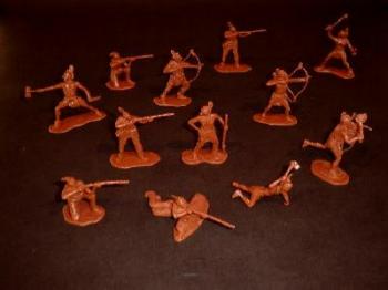 Image of Mohawk Indians--12 figures in 10 poses (red brown)