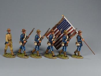 Rough Riders Marching--six figures (officer, four troopers, flagbearer) #2