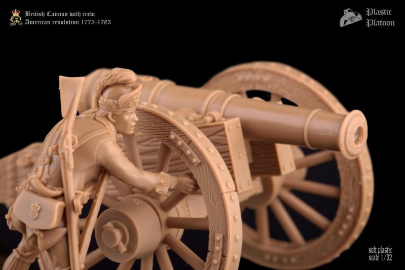 American Revolution British Artillery set with 3 Crew. Plastic