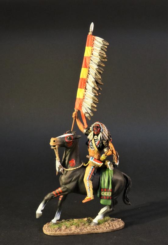 Crow Warrior With War Flag--Single Mounted Figure #1