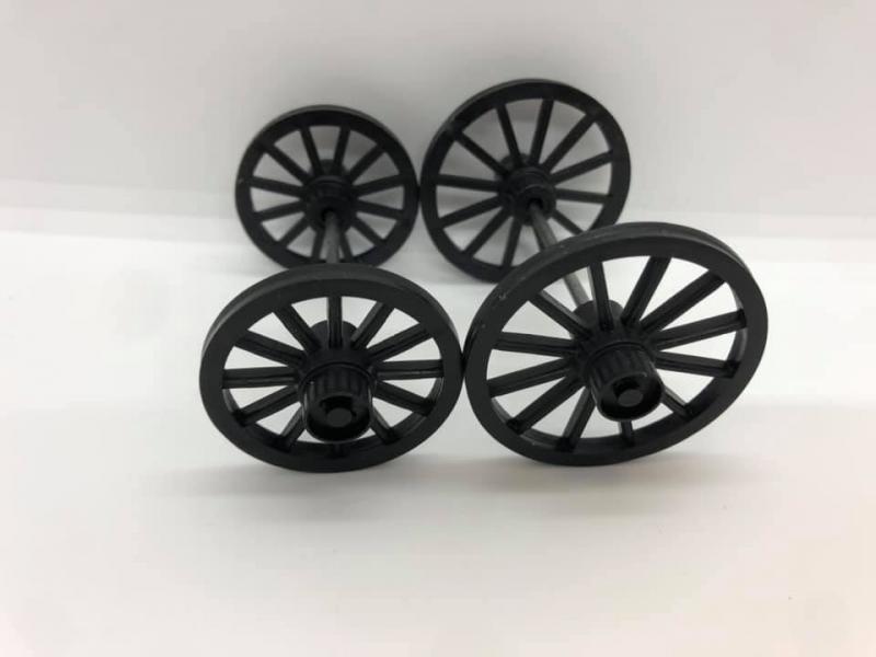Western Stagecoach Wagon Wheels (4) and 2 Metal axles(Brown). #2