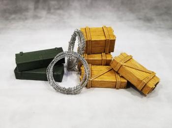 Small Crates (Generic)--set of 6 (2 each of 3 types) plus 2 coils of barbed wire (approx. 1 m each)--AWAITING RESTOCK. Small Crates (Generic)--set of 6 (2 each of 3 types) plus 2 coils of barbed wire (approx. 1 m each)--AWAITING RESTOCK. #44228