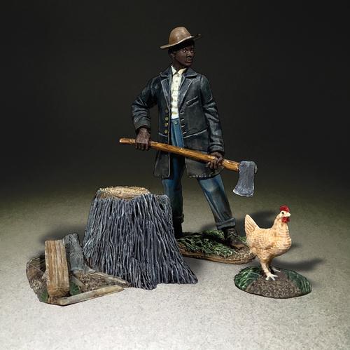 "Looks Like Chicken for Dinner"--Laborer figure with Axe and Chicken--single figure #1