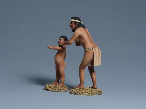 "Mom, look over there!"--Taino woman and son--two figures on separate bases #3