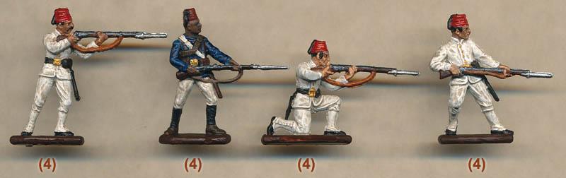 Anglo-Egyptian Infantry, Sudan Campaign--48 figures in 12 poses & 4 horses in 1 pose  UNPAINTED. #2