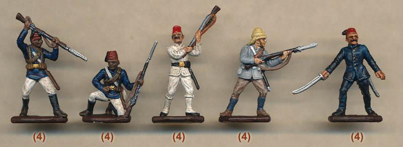 Anglo-Egyptian Infantry, Sudan Campaign--48 figures in 12 poses & 4 horses in 1 pose  UNPAINTED. #3