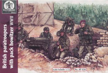 Image of WWII British Paratroopers with Pack Howitzer--18 figures in 6 poses, 3 carts, and three howitzers--ONE IN STOCK.